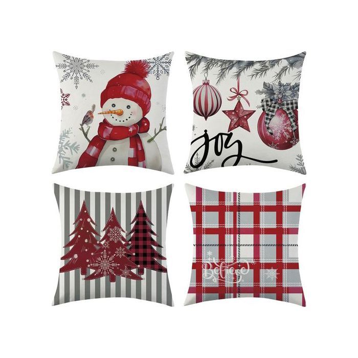 Housses de coussin - SUNSHINE SMILE - Noël - Velvet - 50 x 50 cm - Lot de 4