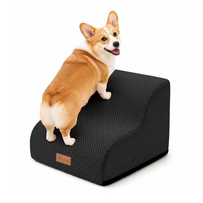 VOUNOT® Escalier pour chien et chat à 2 marches en mousse haute densité - antidérapante déhoussable lavable - 40x40x30cm noir VOUNOT® Escalier pour chien et chat à 2 marches en mousse haute densité - antidérapante déhoussable lavable - 40x40x30cm noir