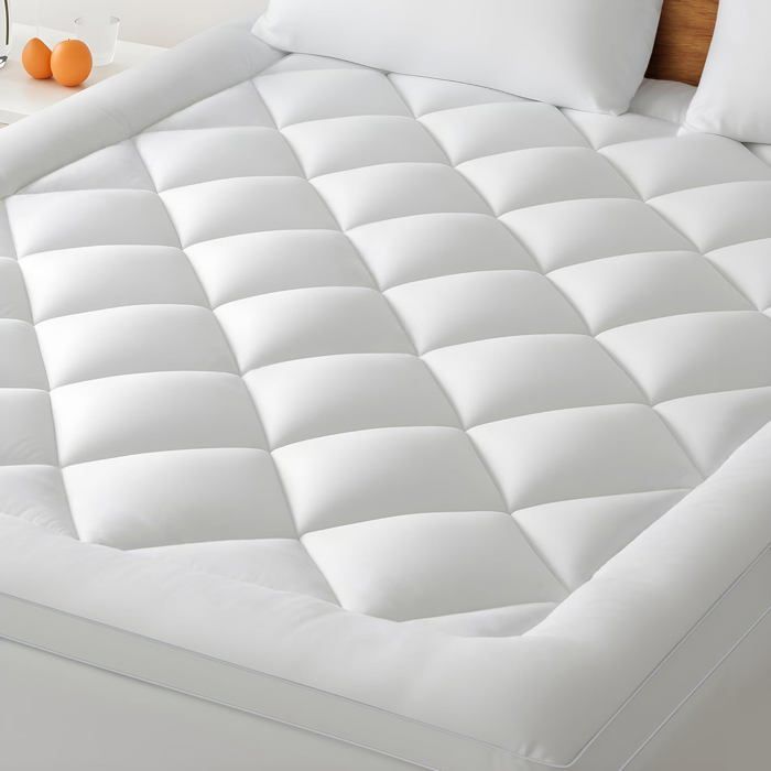 Surmatelas 140X190Cm Blanc Surmatelas Ultra-Doux Avec Poches Profondes Protège-Matelas Lavable En Machine Adapté Aux Matelas[CA4]