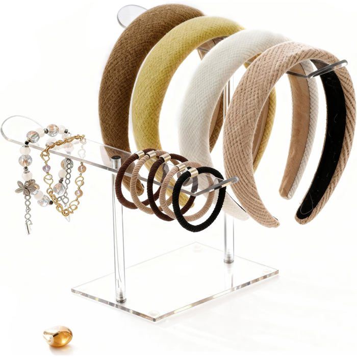 Porte-serre-têtes acrylique 2 niveaux support rangement accessoires cheveux transparent présentoir coiffeuse##