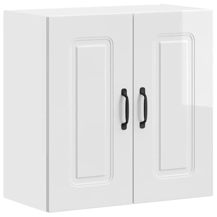 Les SoldesArmoire murale de cuisine/Meuble haut(1 pc) - Placard/Cabinet suspendue - Kalmar blanc brillant - Bois ingénierie 454230