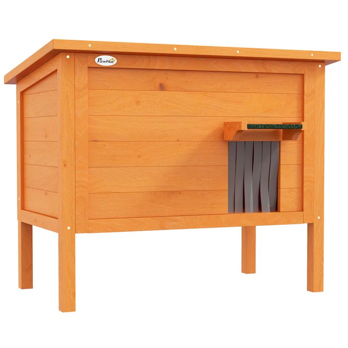 Niche pour chat en bois extérieure - Isolée pour l’hiver - Design surélevé - Toit ouvrant - Fond amovible