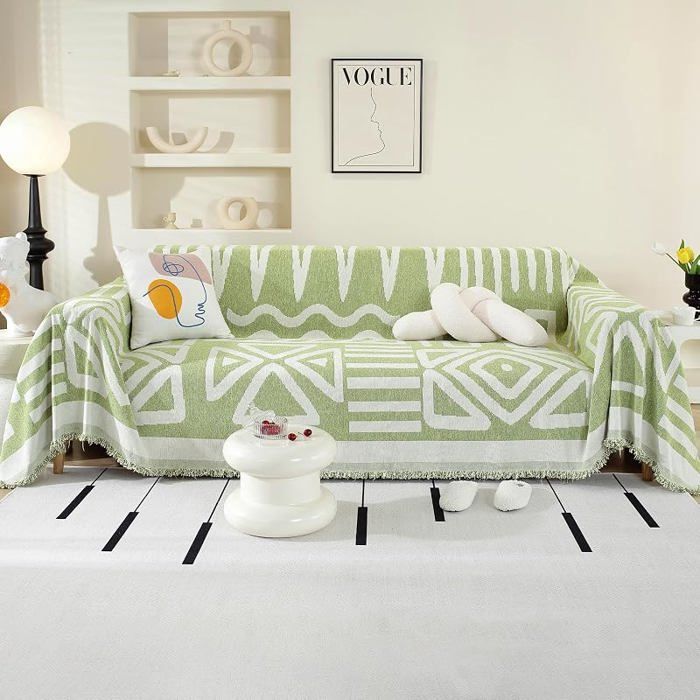 Housse de Canapé 1/2/3/4 Pces180 x 260 cmJeté de Canapé en Chenille DouceProtège Canapé 180 x 260 cm Vert Boh HOUSSE DE FAUTEUIL