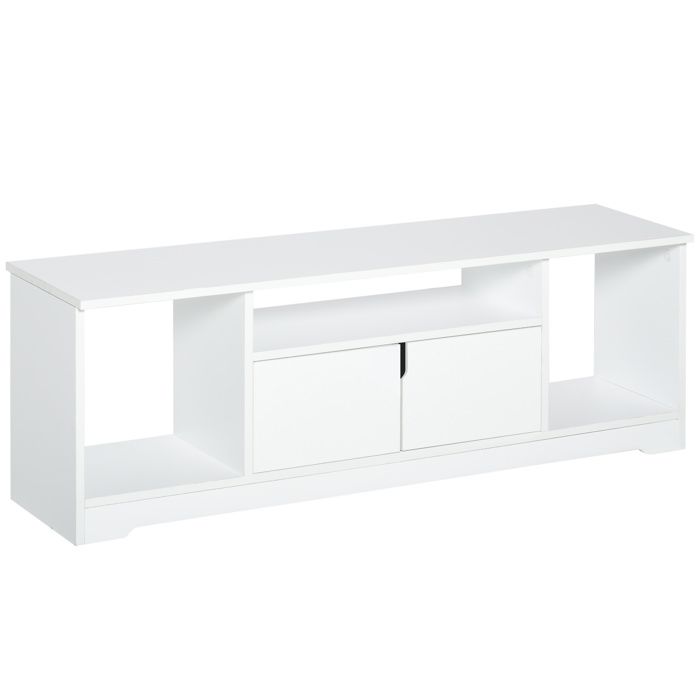 VVBV MEUBLE TV Meuble Télé pour TV jusquà 42 Pouces avec Placard et 3 Niches Ouvertes Support TV Salon 120x30x41 cm 120x30x41cm