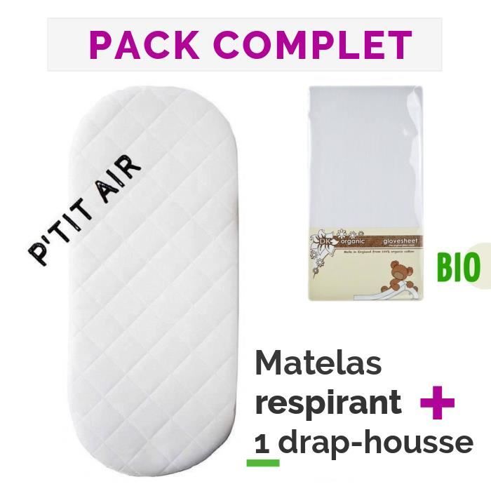 Pack Complet P Tit Air Matelas Couffin Nacelle Berceau Respirant 74 X 28 X 2 5cm Un Drap Housse Bebe 100 Bio Usage Mixte Blanc Cdiscount Puericulture Eveil Bebe