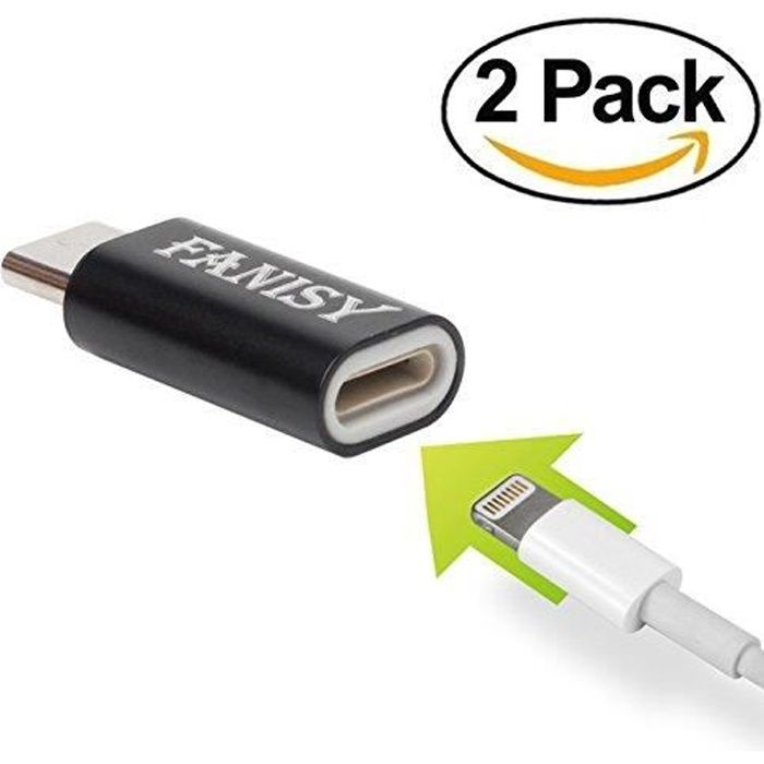 Adaptateur Lightning vers USB type C 2pack, Fanisy Lightning 8 broches