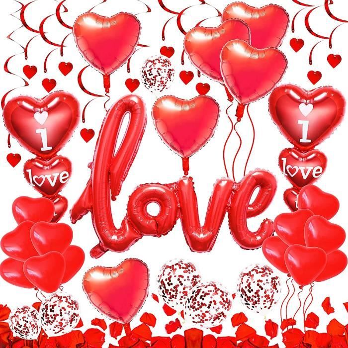 Ballons coeur diam 25 cm rouge les 10 - Saint Valentin pas cher-love