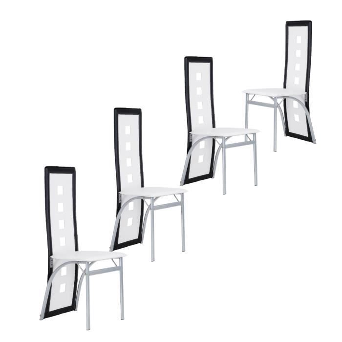 DIYAGSSZ® Lot de 4 chaises de salle à manger - Simili - Style contemporain - L 42 x P 42 cm - Blanc+noir