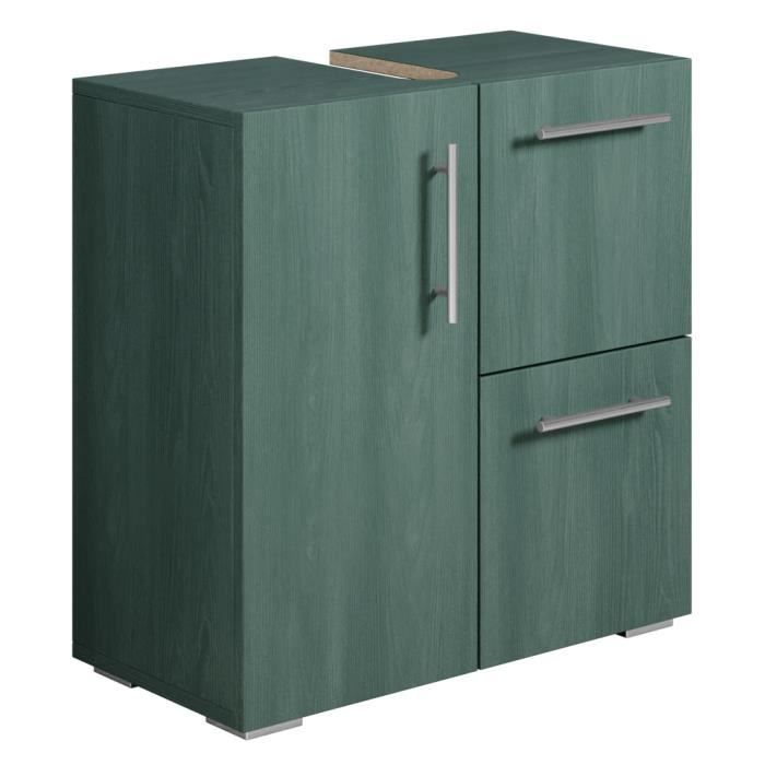 meuble vasque mars - vert bois - 60 x 30 x 60 cm - meuble de salle de bain, colonne, armoire
