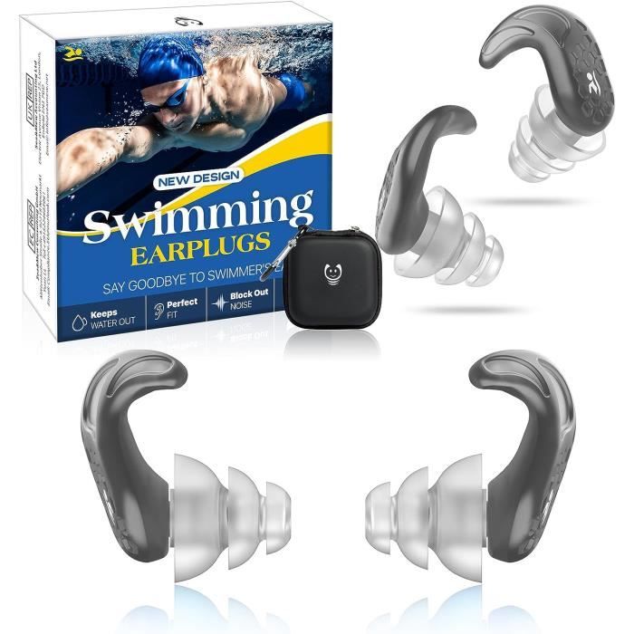 Bouchons D'Oreilles Natation 2 Paires - Silicone Réutilisable - Protection Eau Pour Nageurs, Douche