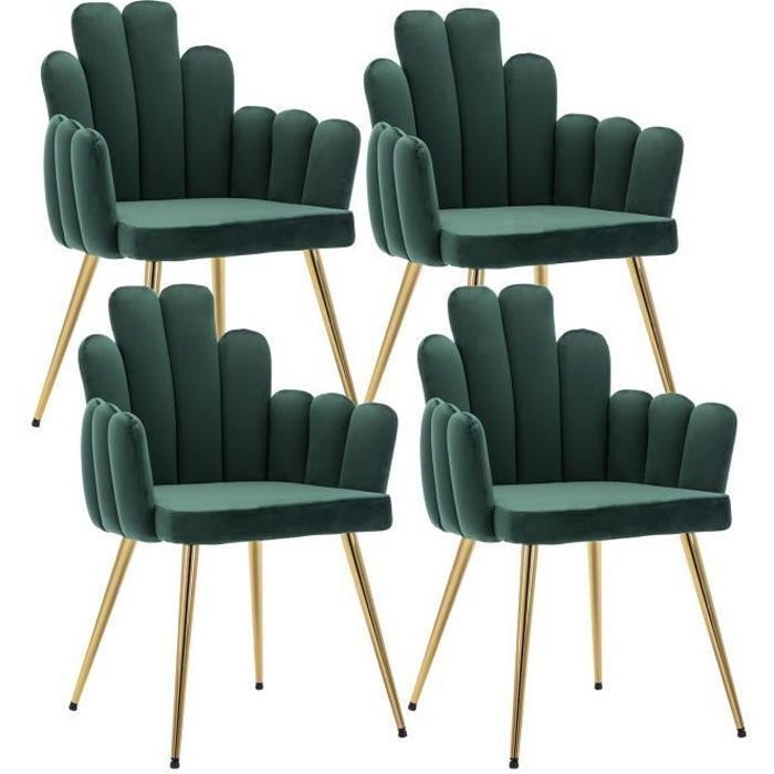 Wahson Chaise de Salle à Manger Lot de 4 Chaise Salle à Manger Chaise de Cuisine avec Pieds Dorés pour Restaurant Velours Vert