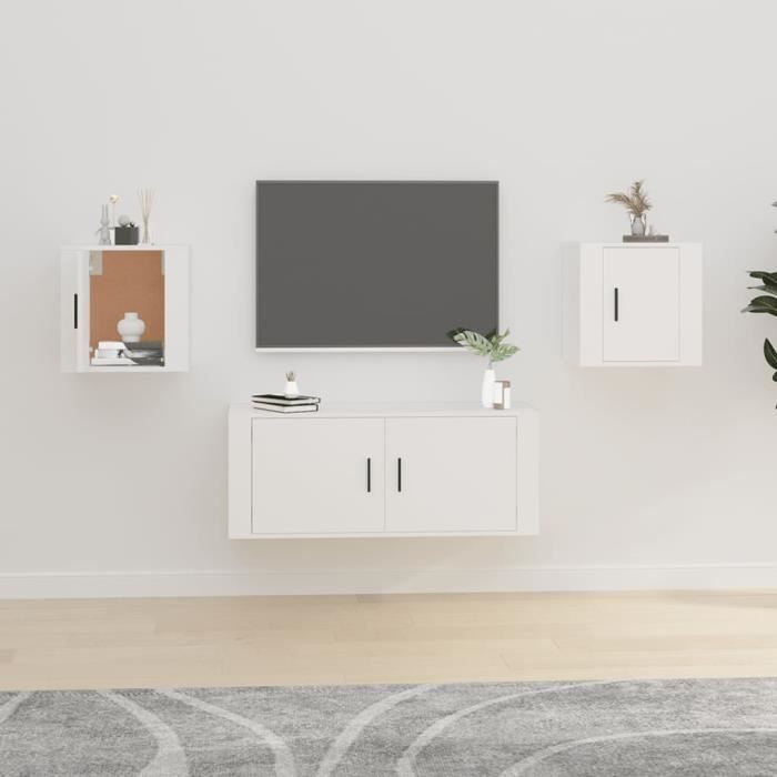 Armoires suspendues-Meubles TV muraux 2 pcs - Blanc 40x34 5x40 cm A6641