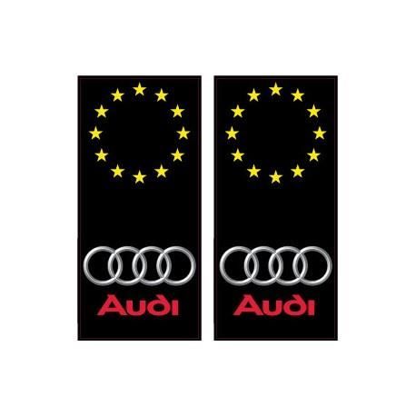 audi logo étoiles autocollant plaque immatriculation auto ville sticker fond noir sans F - Angles : droits
