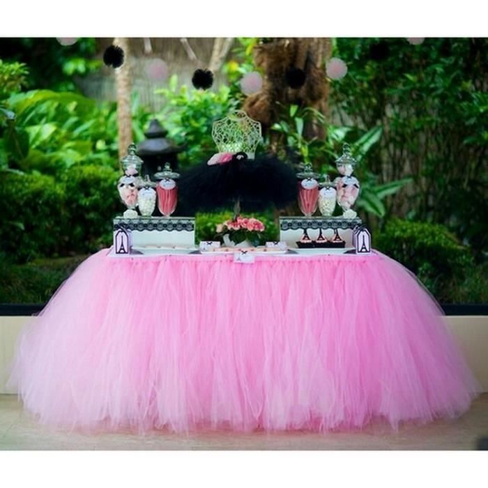 Lugii Cube faite à la main élégante en tulle Jupe de table pour fête DE réunions blanc DE Mariage et décoration de la maison rose 