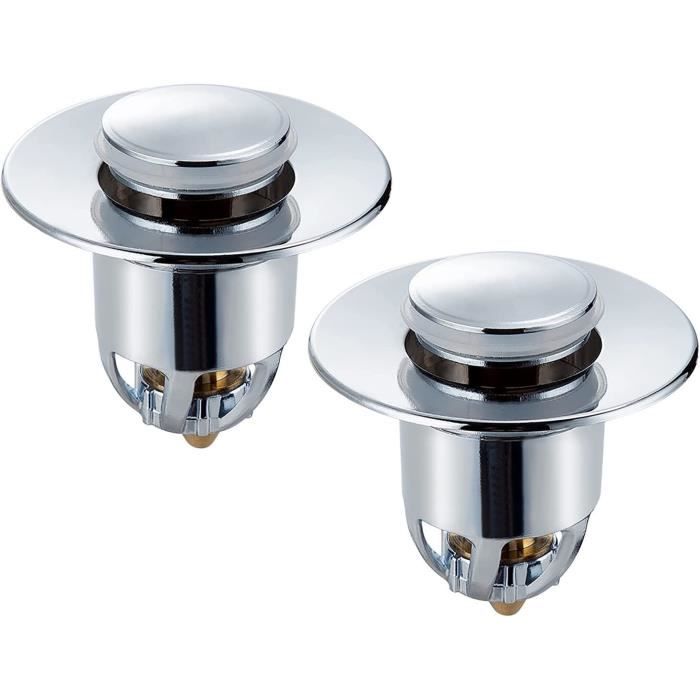 Lot De 2 Bouchons De Lavabo Pop-up En Laiton Chromé - Mécanisme à Ressort, Filetage M16 - Compatible Plupart Des Lavabos Et éviers - 9