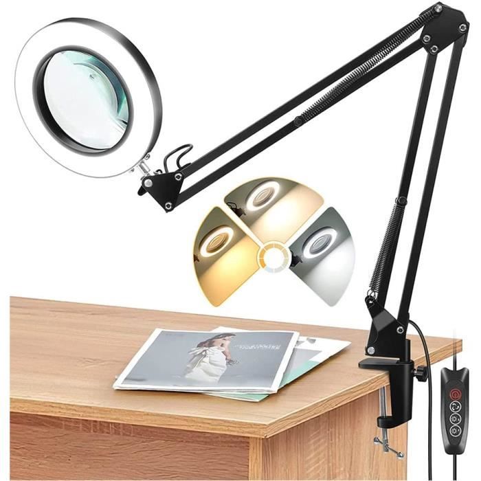 Lampe Loupe sur Pied Lampe Loupe à LED avec Pince Lampes de Loupe