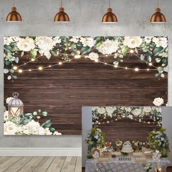 Toile De Fond Photo (Backdrop) Ronde Feuilles Vertes - Polyester - Pour Anniversaire, Mariage
