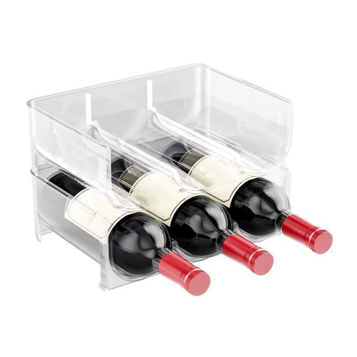 LOLIPPYY Lot De 2 Casiers à Vin Empilables Transparents – Rangement Bouteilles, Eau, Boissons – Tiroir Pratique