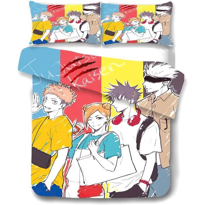 Jujutsu Kaisen Anime Quilt Cover Ensemble de literie anime imprimé en