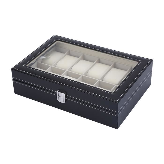HENGL - Présentoir-Boîte-Coffret Montre pour Rangement Montre Homme Noir 12 Emplacements