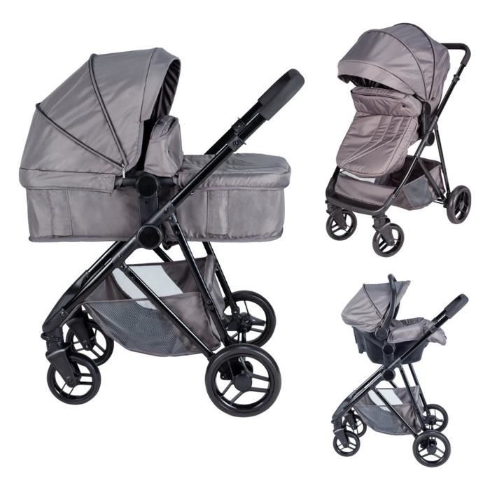 Poussette combinée - BEBIESFIRST - Optima Gris - 4 roues - Pour bébé mixte