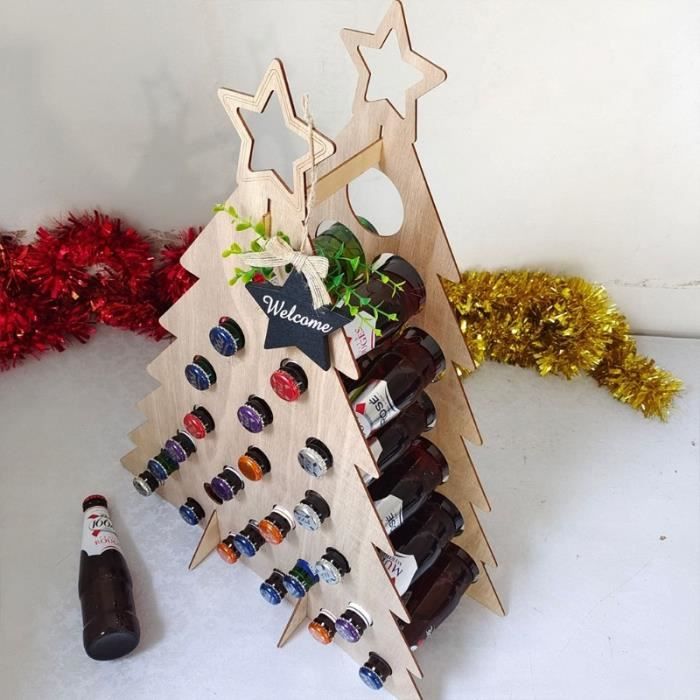 Kit décoration noël,Porte-alcool en bois pour arbre de noël,support de vin  créatif pour 24 Mini bouteilles de vin,compte à rebours - Cdiscount Maison