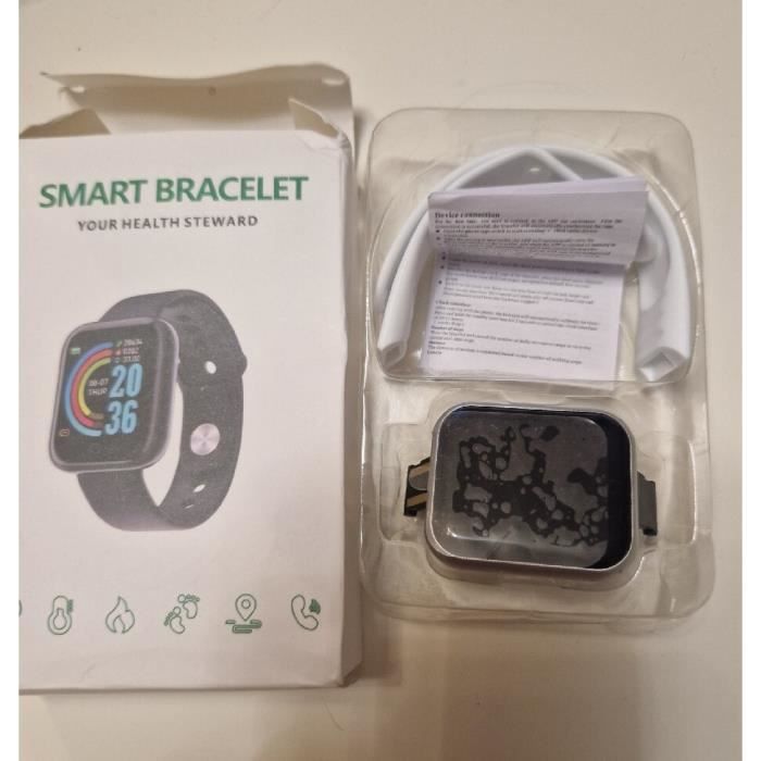 Montre connectée Bracelet silicone Blanc boitier argenté smart bracelet