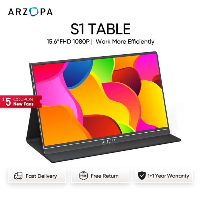 Écran Portable Arzopa 15,6 Pouces – Moniteur Externe, Neuf