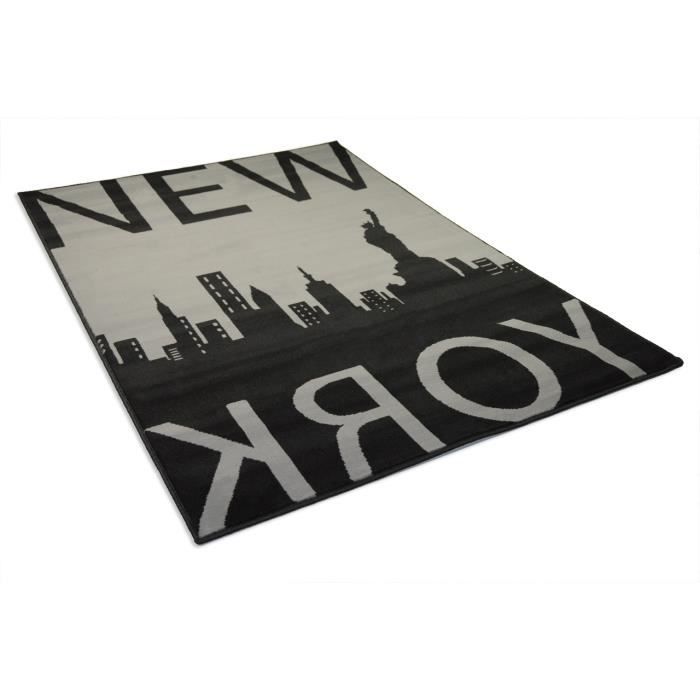 Tapis Salon New York Grey Gris Noir Debonsol 120x170cm