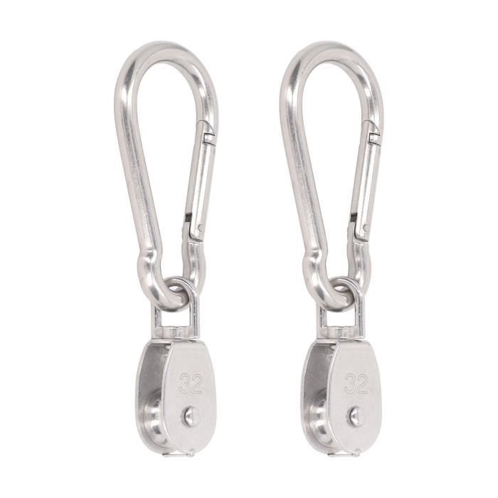 Lot De 2 Poulies De Corde à Linge En Acier Inoxydable - Blocs Silencieux Robuste Charge 80kg, Kit Idéal Pour Linge, Voiles D'Ombrage Et Portails Coulissants