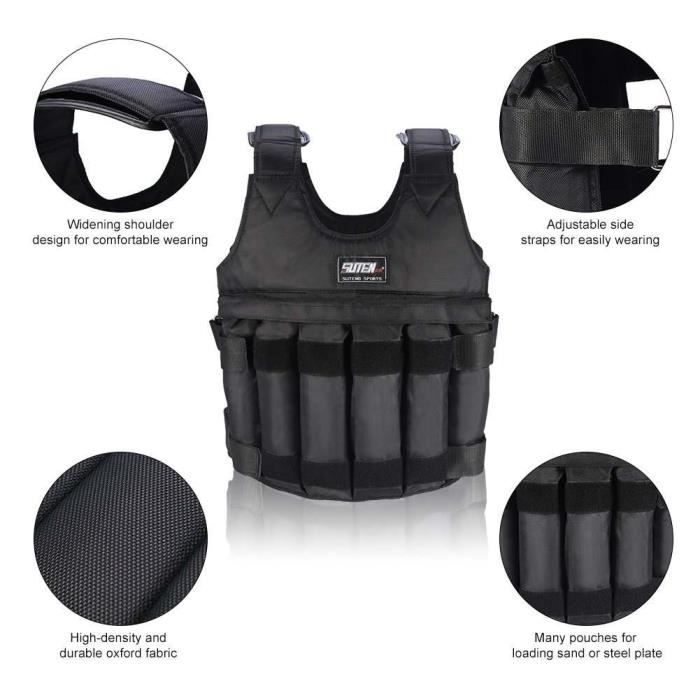 Gilet Lesté Réglable Suteng Sports - Noir - Polyester - Sans Poids - Neuf