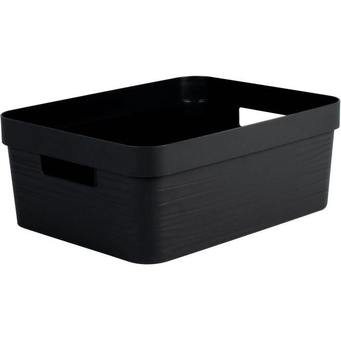 Boîte de rangement Décor Stone 12 L - Noir - 36,7 x 28 x 14 cm - EDA  PLASTIQUE