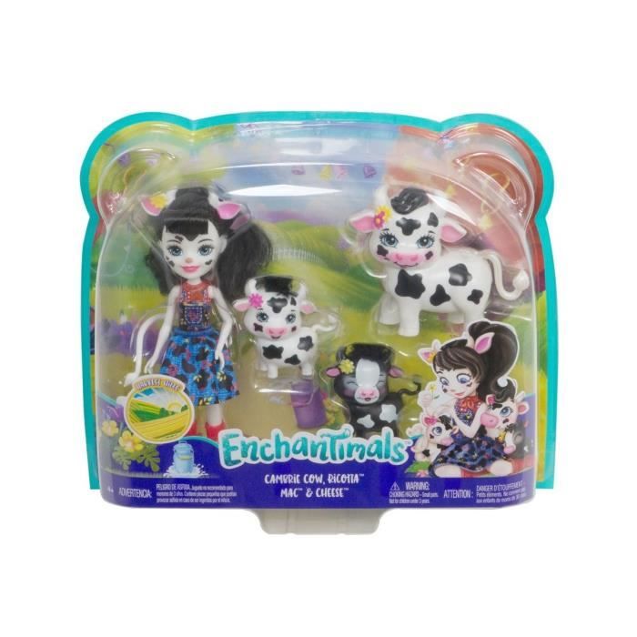 Coffret Enchantimals Poupée Cambrie Cow Et Les Vaches Ricotta Mac Cheese - Figurine 15cm Avec Animal Ferme - Mini-Poupee