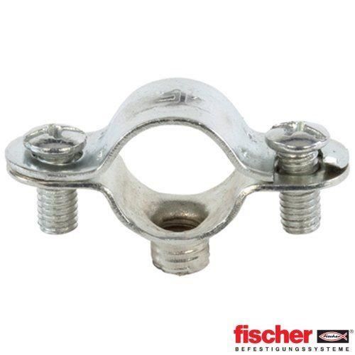 Fischer Schraubabstandsschelle AM 37 – 20 Stück, Mit Schnellverschlussbügel & Vormontierter Kombischraube