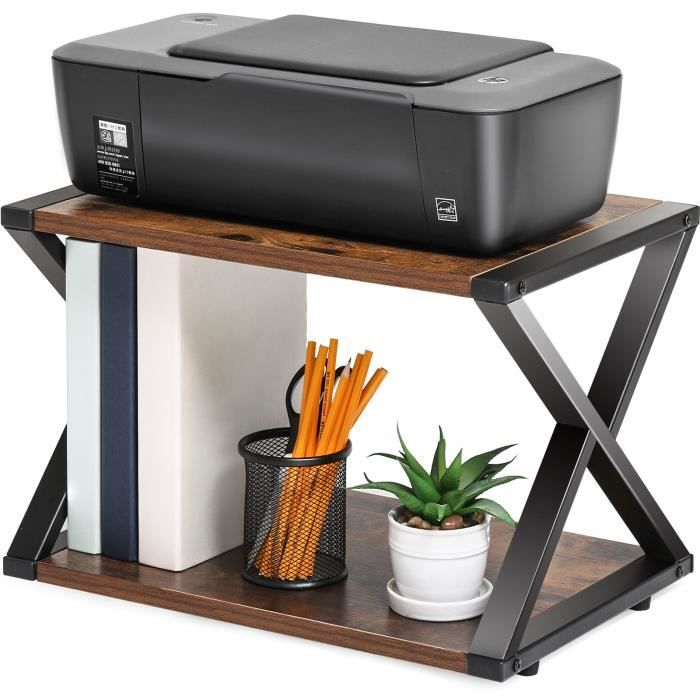 Support d'imprimante de bureau à 2 niveaux sous le bureau, étagère en bois  pour