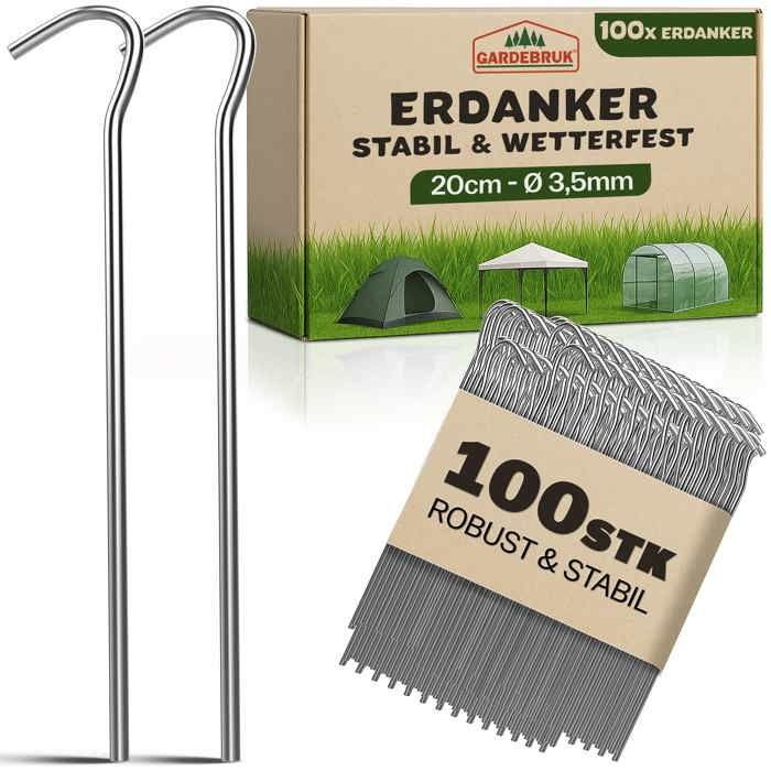 Lot de 100 Piquets de fixation Acier Ø35mm Sardine Tente Bâche Piquet Jardin