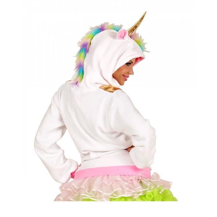 Veste licorne HORRORSHOP Sweat a capuche unisexe Licorne brillante d or Fourrure arc en ciel Blanc Cdiscount Jeux Jouets