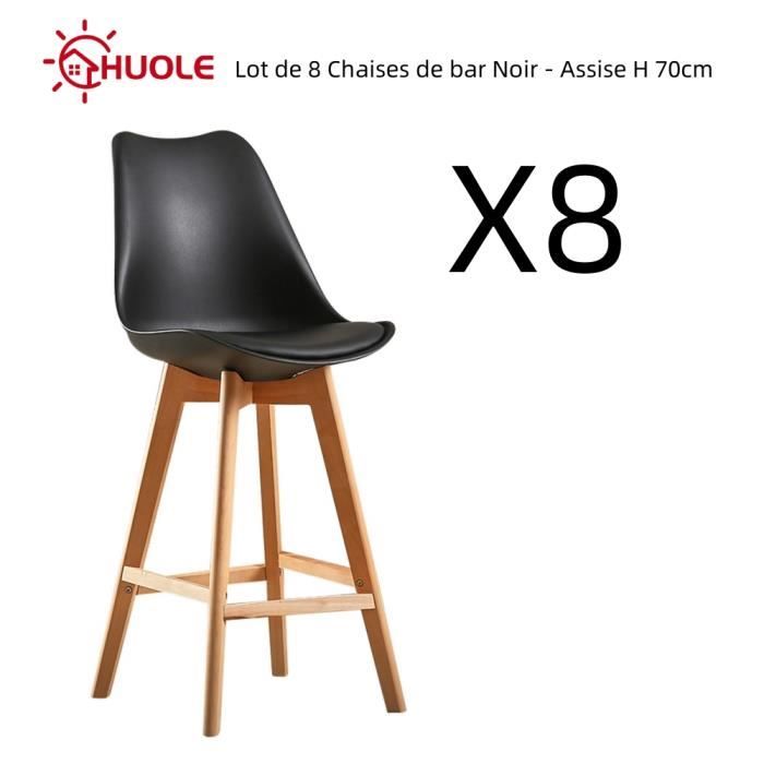 chaises de bar en bois hêtre massif - huole - scandinave noir - assise h 70cm