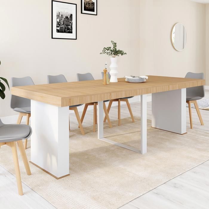 IDMARKET Table console extensible EDEN 10 personnes 235 cm bois et blanc IDMARKET Table console extensible EDEN 10 personnes 235 cm bois et blanc