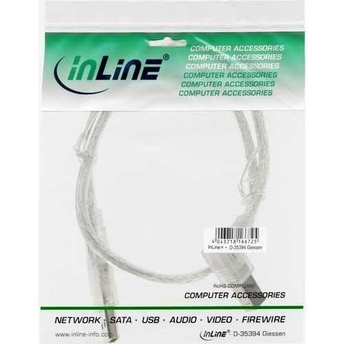 Usb Wire Inline Button Câble USB 2.0 - INLINE - AM-BM - 5 mètres - 480 Mbit/s - Transparent ...