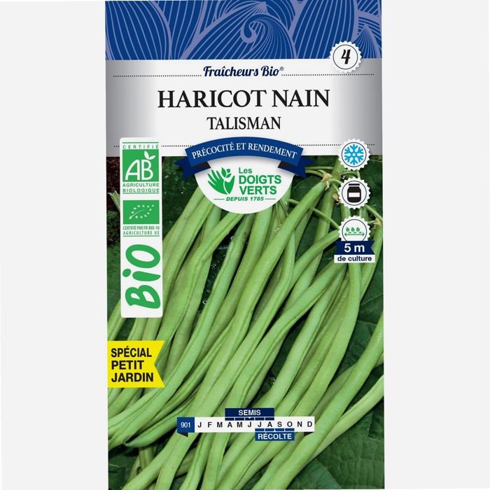 Graines haricot nain talisman BIO - Les Doigts Verts - 100g