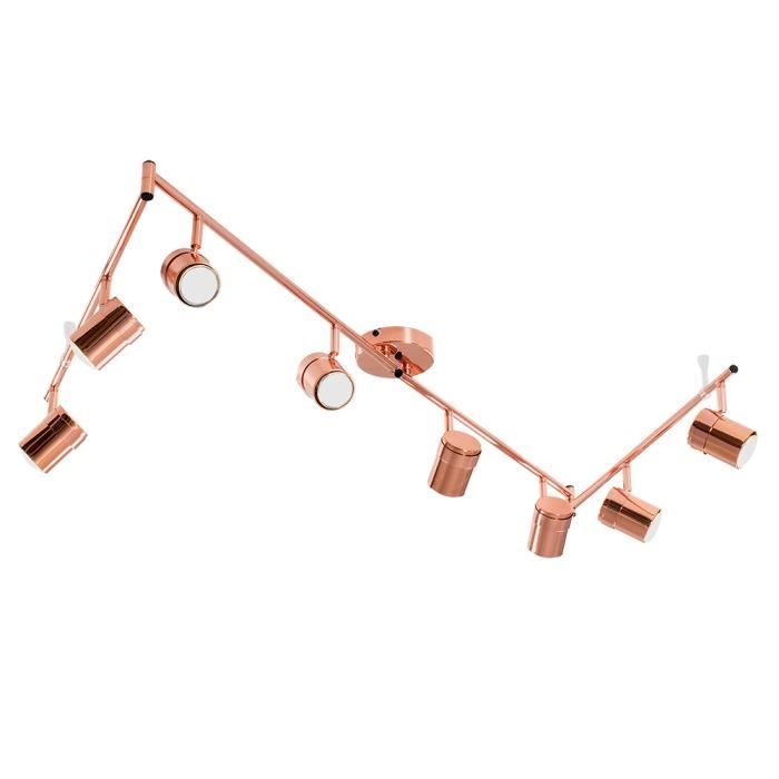 MiniSun Plafonnier ou Applique Moderne 4 x Rail FLEXI Rampe R/églette 8 Spot R/églables GU10 Convient pour Ampoules LED en Combinaison de Chrome Fonc/é et Chrome Poli