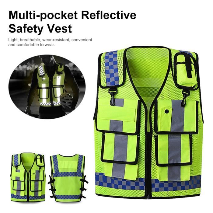 Gilet Jaune Securite, Gilet de Travail de Sécurité Haute Visibilité avec  Fermeture éclair et Poches/Gilet de Sécurité vélo-1PC - Cdiscount Auto