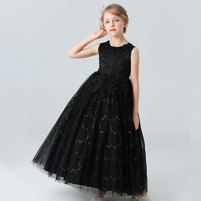Robe longue élégante en satin et tulle pour fille tenue de princesse pour mariage tutu pour enfants