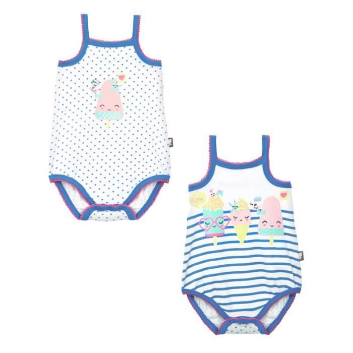 Lot De 2 Bodies Bebe Fille A Bretelles Little Sorbet Bleu Cdiscount Pret A Porter