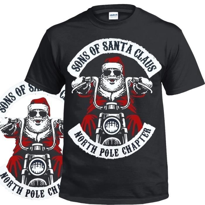 Drôle Noël T Shirt Moto T Shirt Père Noël Tee Fils Du Père Noël Chemise Biker Shirt Chemise De Cadeau De Noël