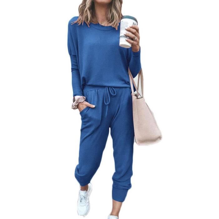minetom survêtement femme ensembles sportswear avec poches casual jogging pyjama d'intérieur tenue manches longues pantalon joggers