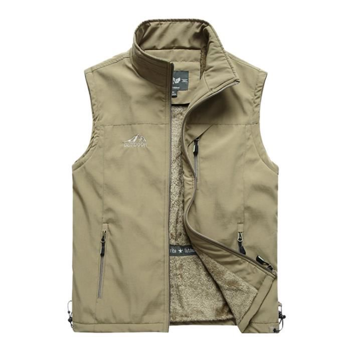 Gilet Polaire Homme Sans Manches - Léger, Multifonction - Pour Travail, Pêche, Randonnée, Camping