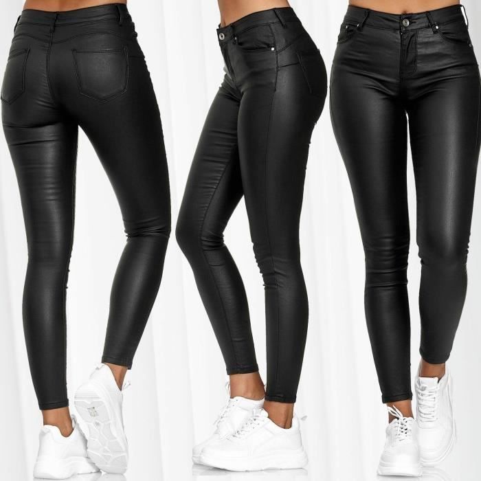 Pantalon crayon en Faux cuir PU taille haute tempérament Sexy mode  Exclusive serré pour femmes