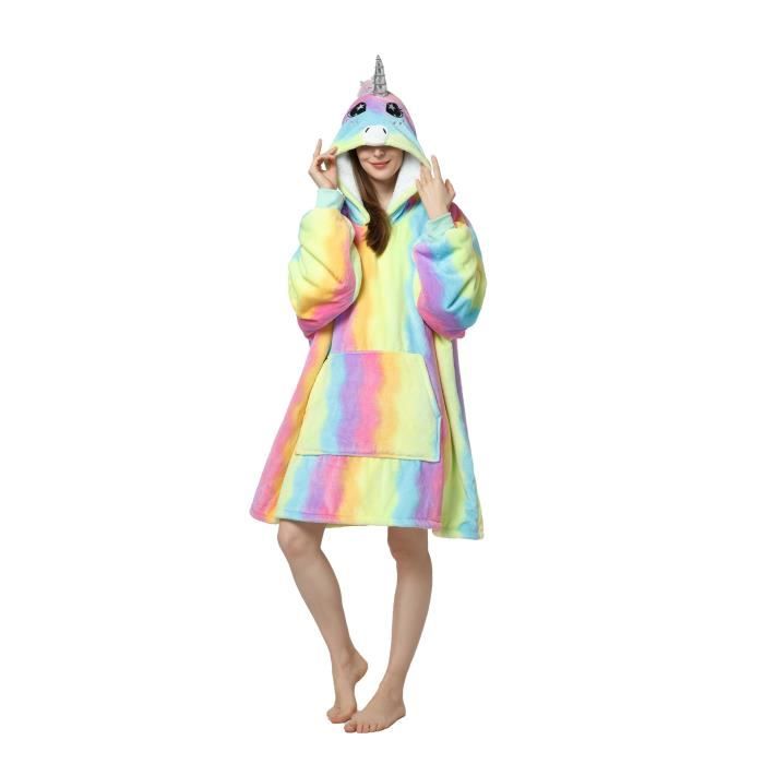 Pigiama Kigurumi Unicorno Per Bambini – Tuta Da Notte Cosplay In Flanella, Costume Halloween Unisex, Taglia 125 (135-144 Cm), Modello Panda